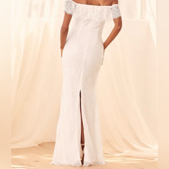 NWT Lulus Cherished Forever White Off-the-Shoulder Lace Maxi Dress​ - Picture 10 of 11